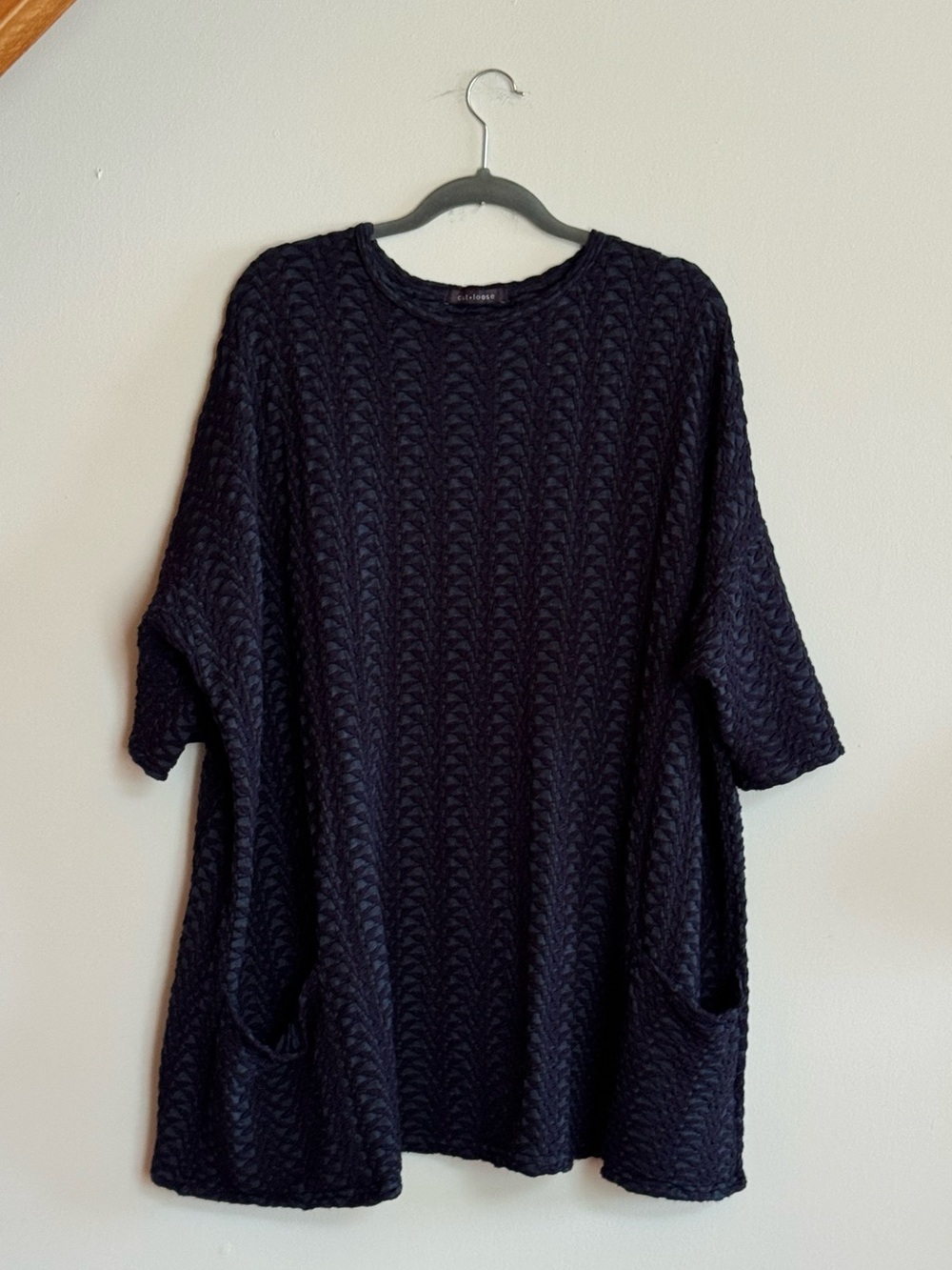 Cut Loose One Size Textured Tunic Top Midnight Blue Purple w/ Pockets